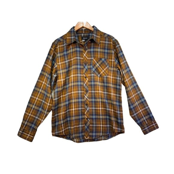 Marmot Mens Marmot Plaid Button-Up Shirt Medium Yellow Brown - Picture 1 of 14
